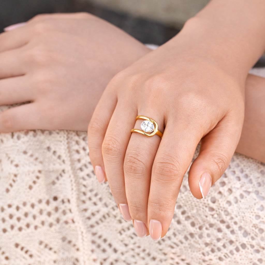 Bague ajustable strass ovale