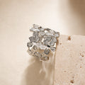 Bague fleur argentée ajourée