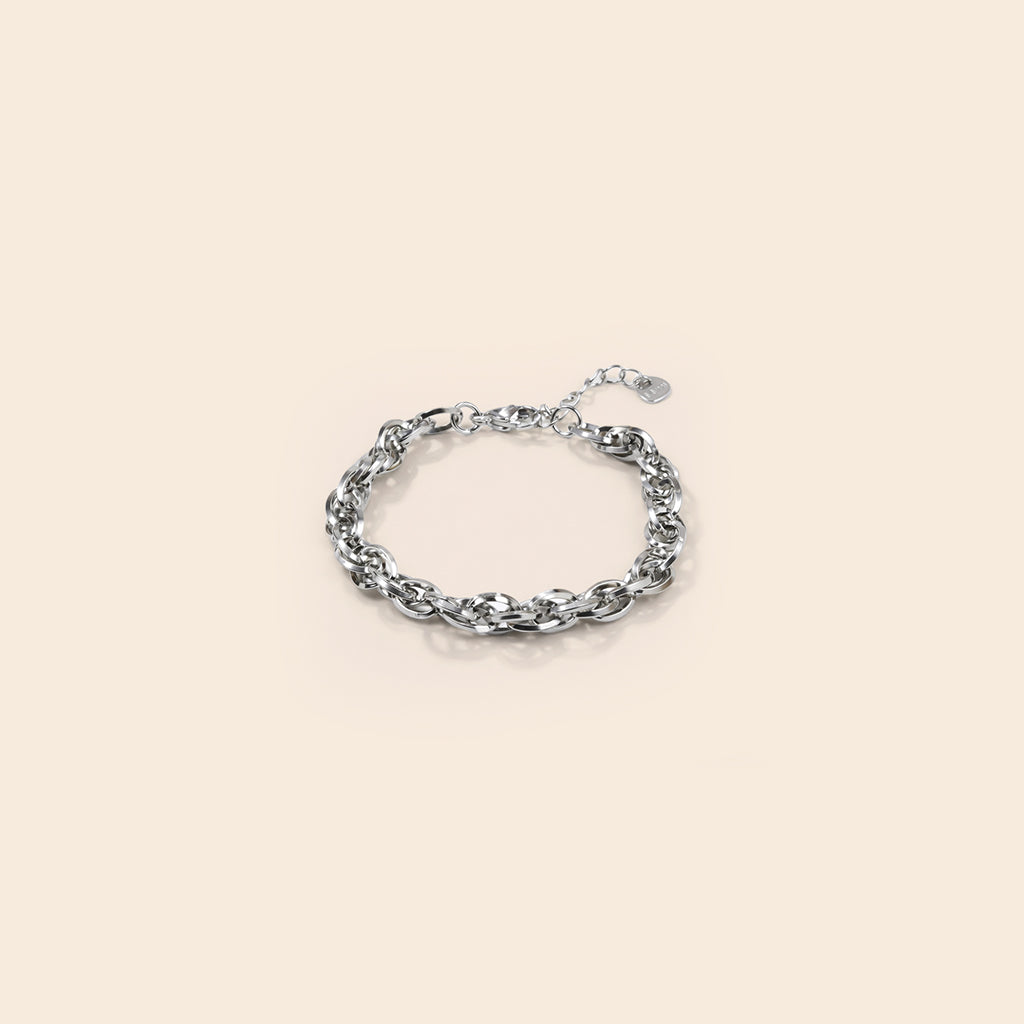 Bracelet argenté maille torsadée