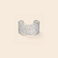 Bracelet manchette argenté motif feuilles