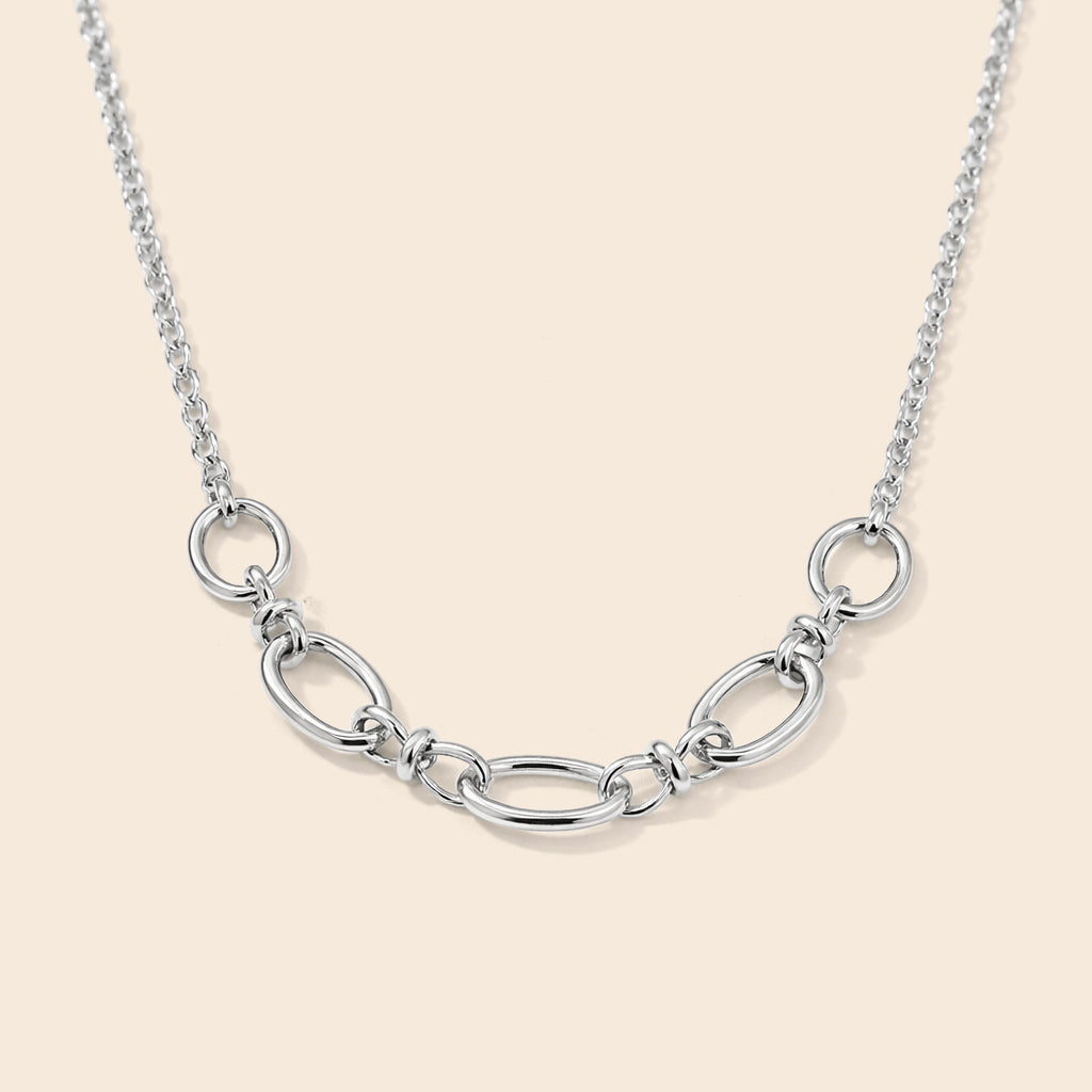 Collier argenté larges maillons et noeuds