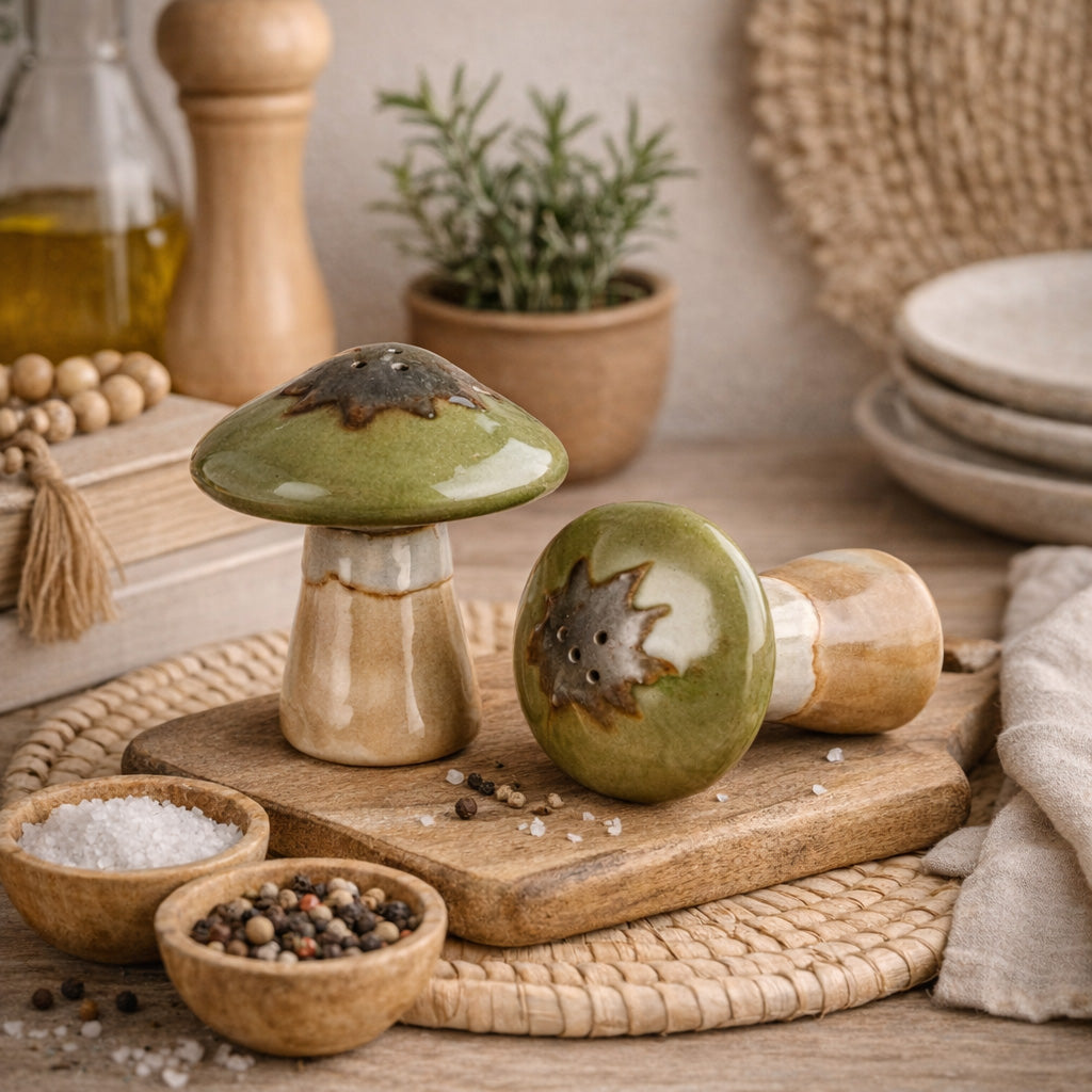 Salière et poivrière champignon en grès